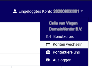 Reseller Control Center Change User Menu